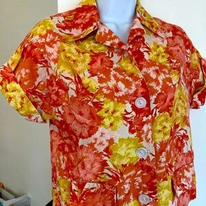 Vintage Glentex Floral Blouse/Jacket Circa 1960’s S Pristine Small